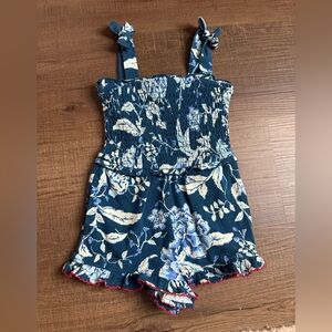 Matilda Jane Navy Floral Smocked Romper with Blue and White Blooms